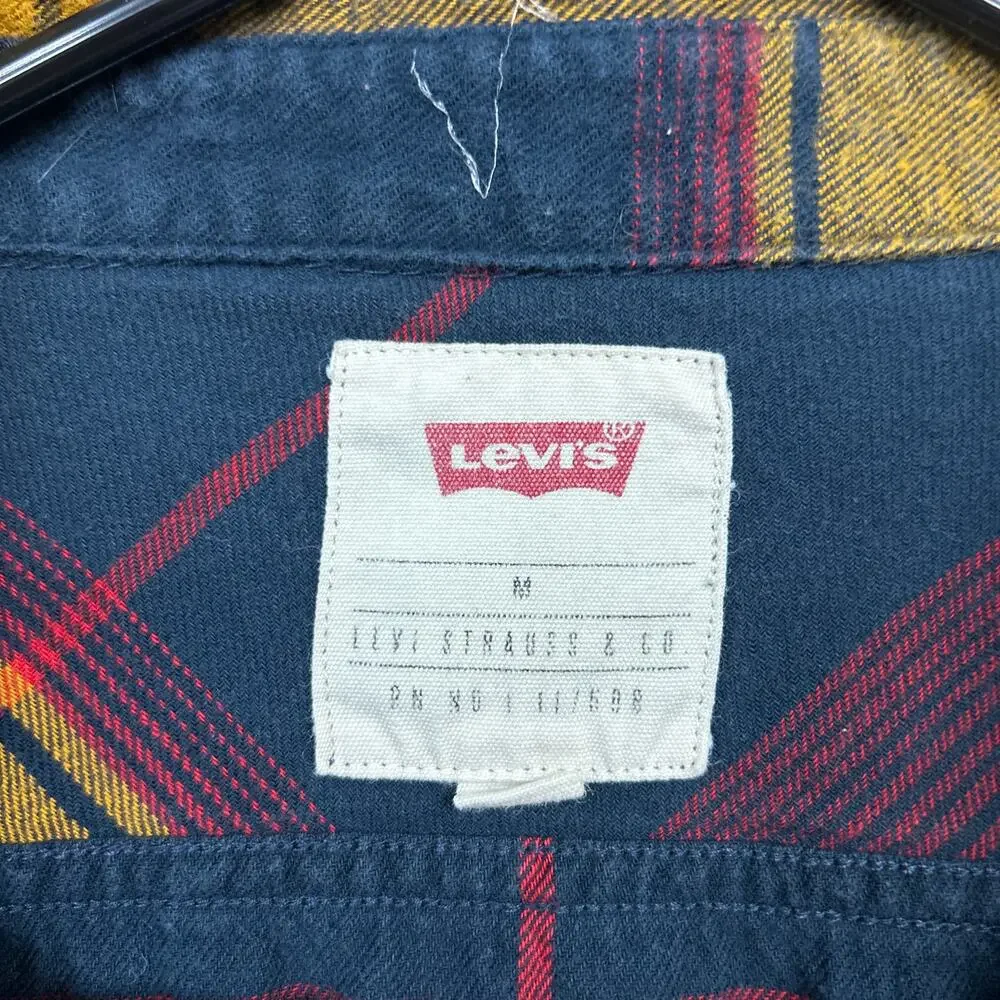 Levis Mens Shirt Multicolor Plaid Flannel Button Down Long Sleeve Cotton Medium